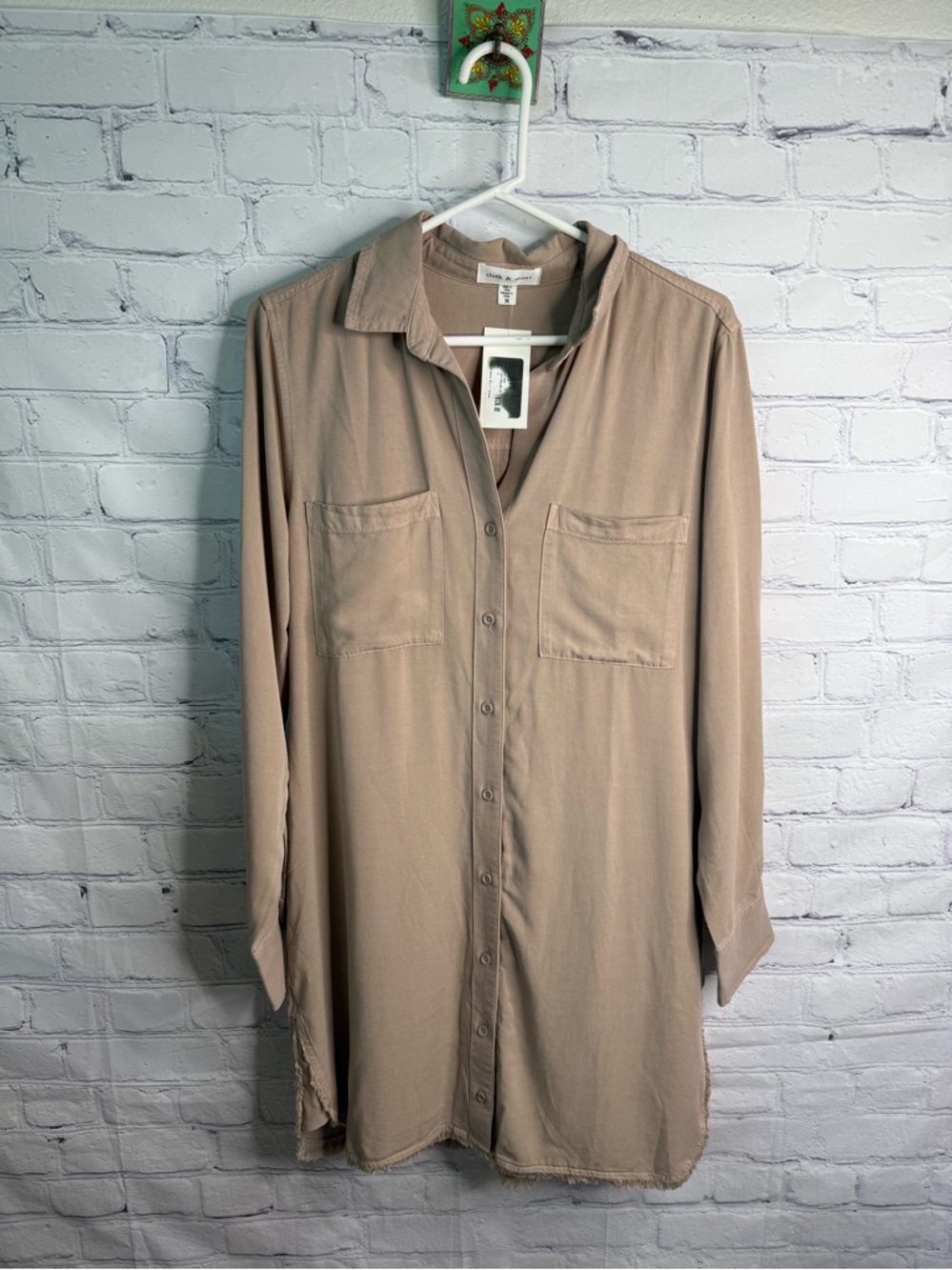CLOTH & STONE Beige Shirt Dress Medium NWOT